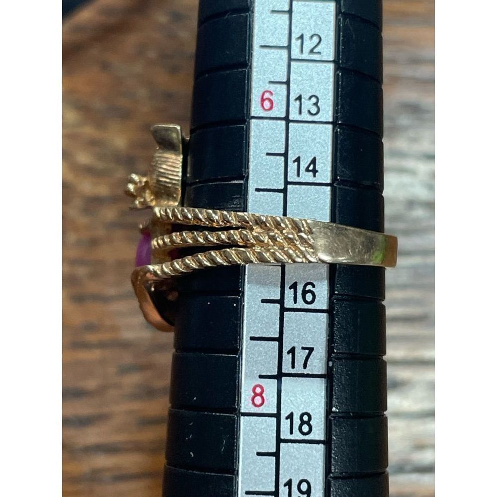 10k Gold Cat Star Ruby Diamond Ring - image 7